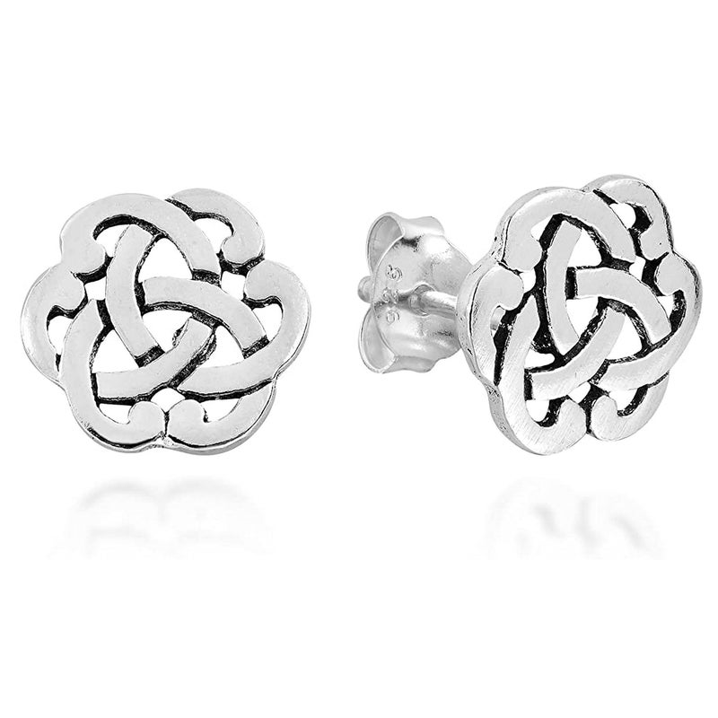 ICYROSE 925 Sterling Silver Celtic Flower 10mm Infinity Celtic Knot Stud Earrings (Nickel Free) - Image 1